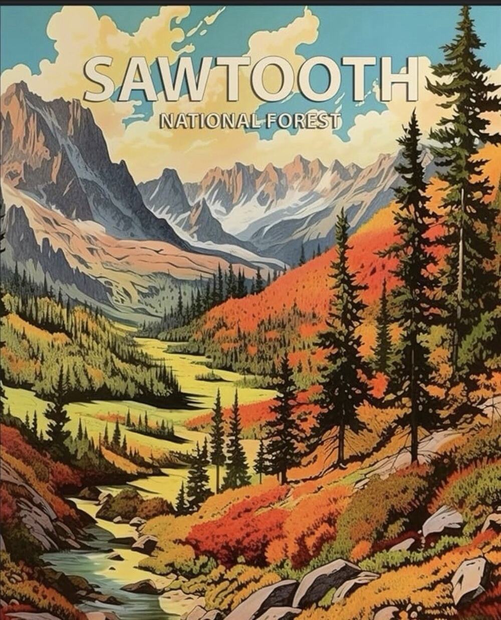 Sawtooth National Forest Poster Art Print 8X10 Unframed